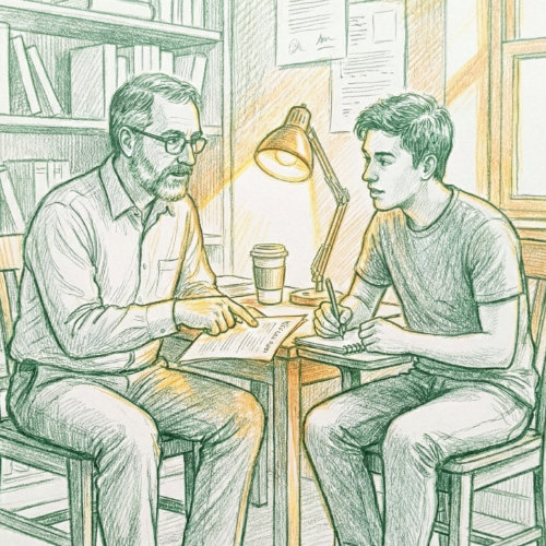 Mentor and student in conversation